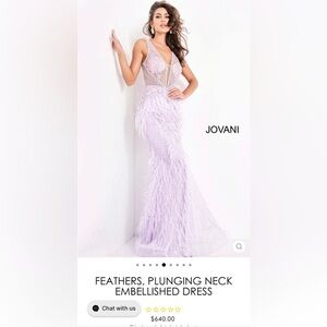 Camille La Vie Lavender Feathered Prom Dress